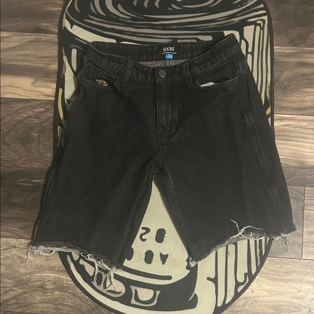 Kids Black Denim Shorts